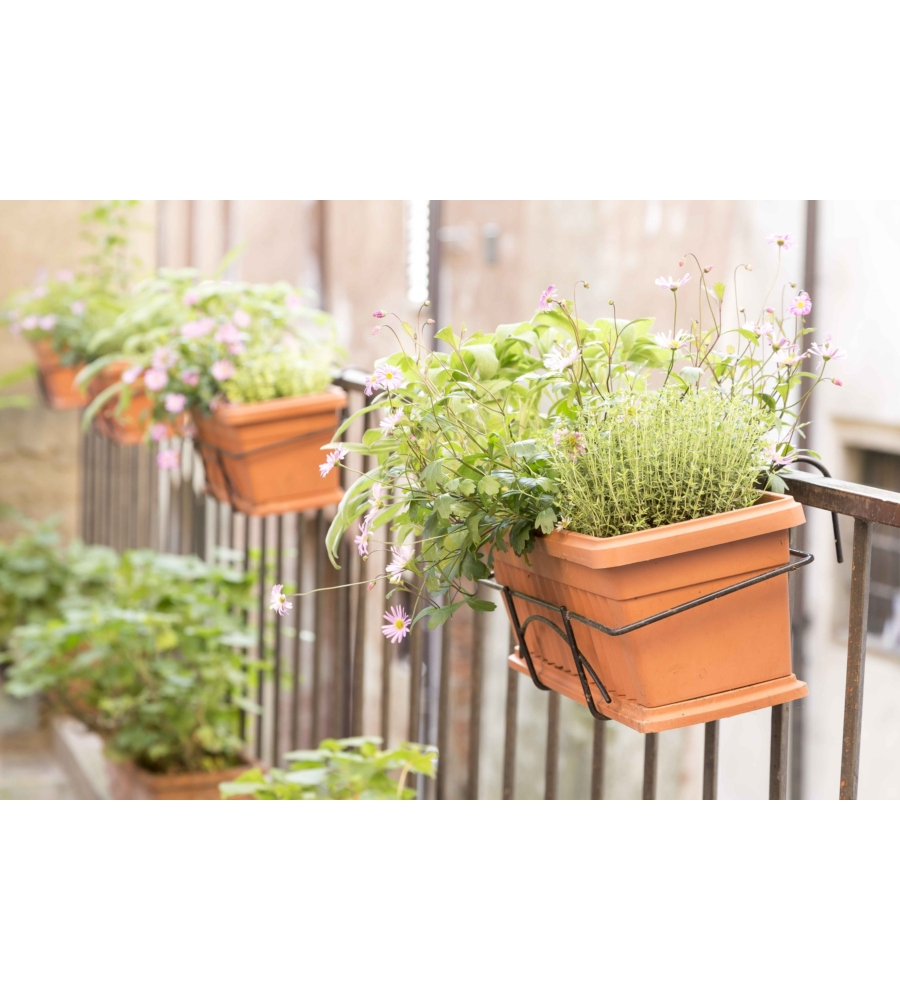 SET FIORIERA DA BALCONE BAMA "IRIS" TERRACOTTA 50 CM